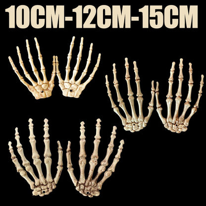 1 Pair Of Halloween Skeleton Hands Haunted House Bar Party Plastic Horror Props Dummy Hands Bones Halloween Scene Decor Supplies