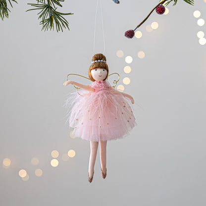 Christmas chiffon dress angel girl doll decoration Christmas tree pendant hanging decoration family New Year decoration