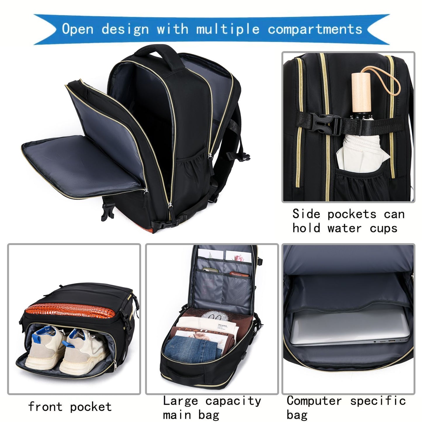 Mochila de Viagem Grande Capacidade Multifuncional para Laptop Escolar Esportes ao Ar Livre Diária com Compartimento para Sapatos