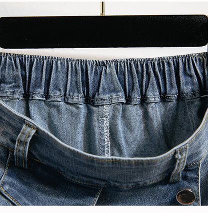 Plus Size Denim Skirt Women Autumn 2024 New High Elastic Waist Blue Color Jeans Skirts With Lining Korean Style Casual Skirt