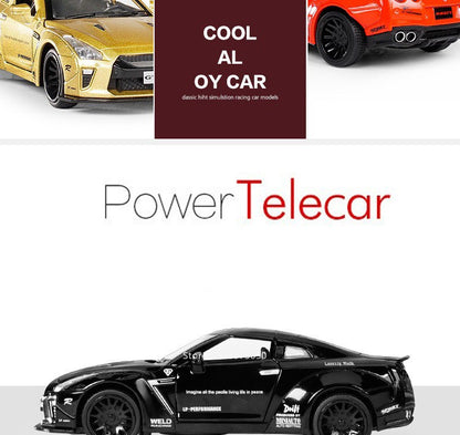 1/32 Escala Liga Fundida Nissan GTR Carro Esportivo Modelo Brinquedo Portas Abertas Fricção Som Música Veículo em Miniatura Presentes para Crianças Coleção