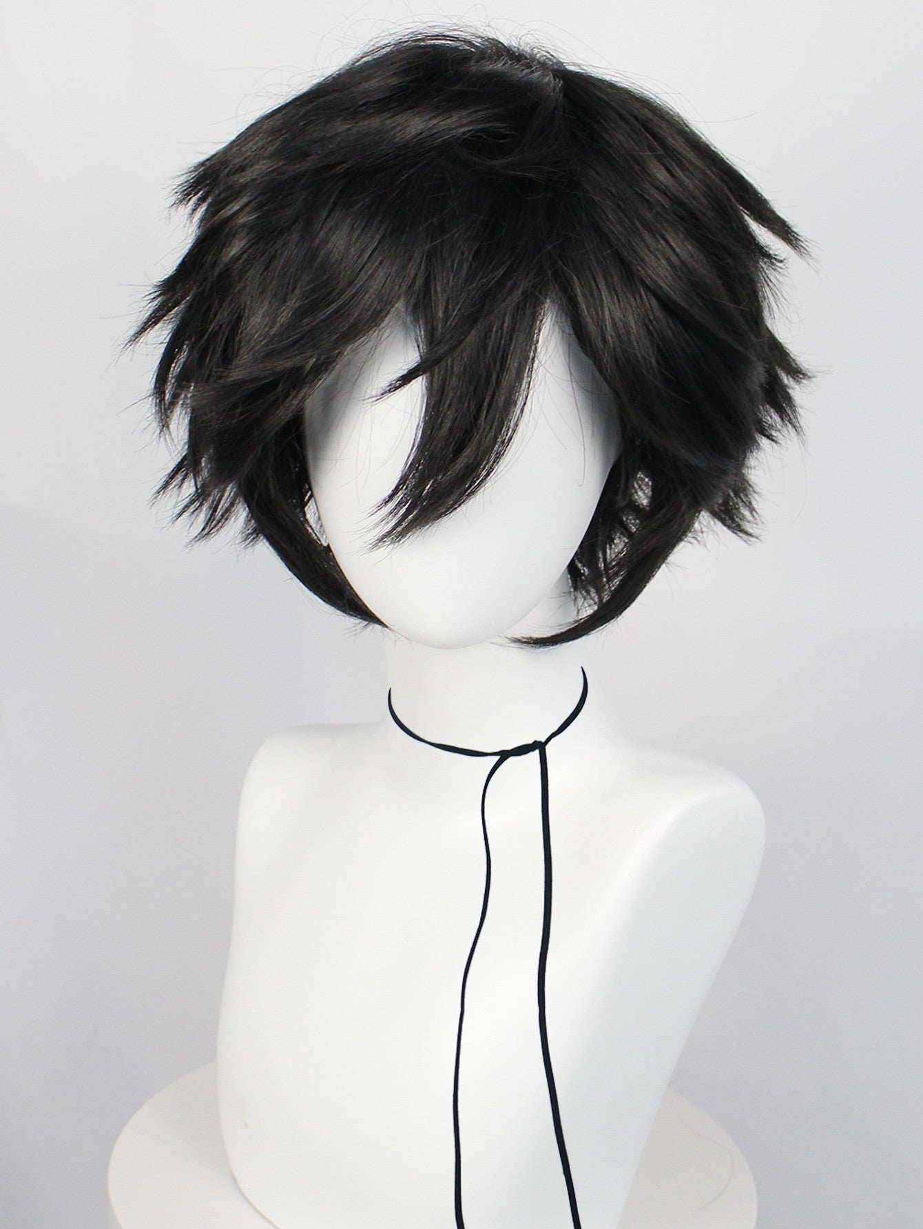 Peruca Curta Lisa Masculina Sintética - Preta, Perfeita para Halloween, Natal, Eventos de Cosplay, Festas a Fantasia