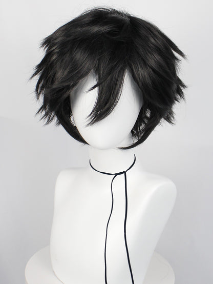 Peruca Curta Lisa Masculina Sintética - Preta, Perfeita para Halloween, Natal, Eventos de Cosplay, Festas a Fantasia