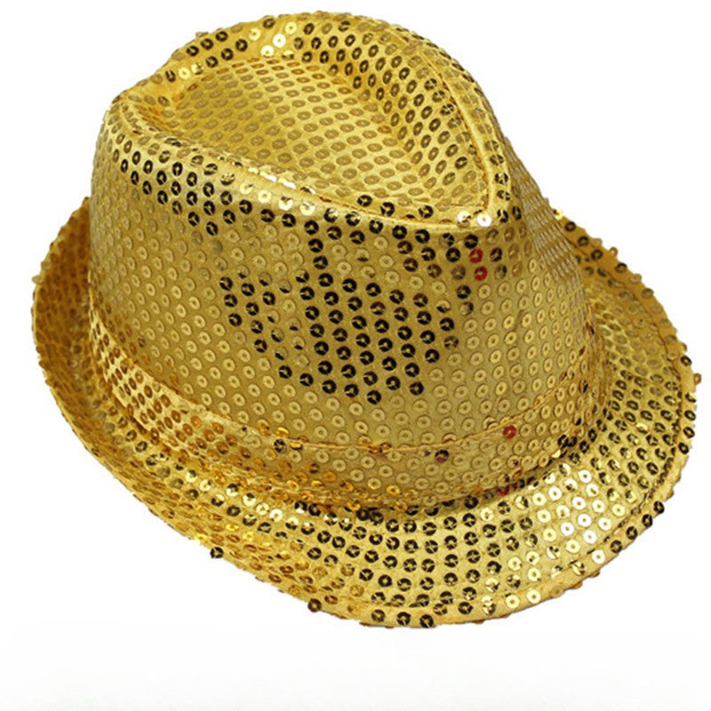 British Top Jazz Hat Bucket Hat Men Women Stage Performance Sequin Hat Shining Christmas Fedoras Party Parent Child Hat Hollween
