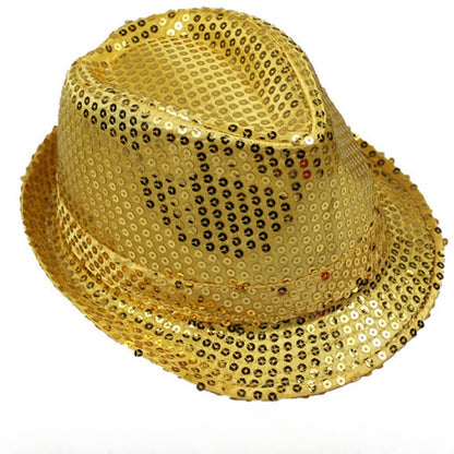 British Top Jazz Hat Bucket Hat Men Women Stage Performance Sequin Hat Shining Christmas Fedoras Party Parent Child Hat Hollween