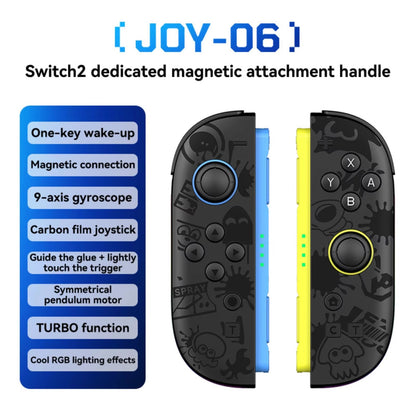 Wireless RGB Joy-Con Controller for Switch 2 Hall Effect Joystick 6-Axis Gyro Turbo Dual Vibration Gamepad Accessories