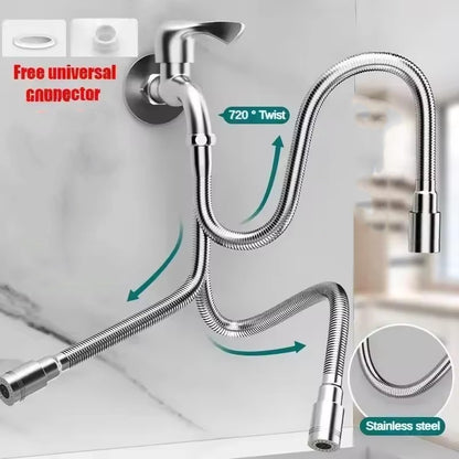 Extensor Universal de Torneira de Aço Inoxidável com Aerador de Bico Anti-respingo e Mangueira de Extensão para Pia de Cozinha