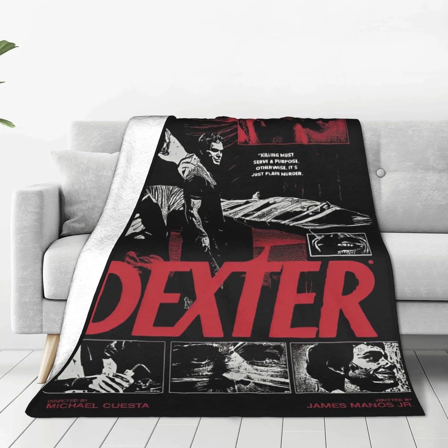 Dexter TV Drama Morgan Manta de malha Filme de terror Cobertor de pelúcia Macio e quente para cama ou sofá