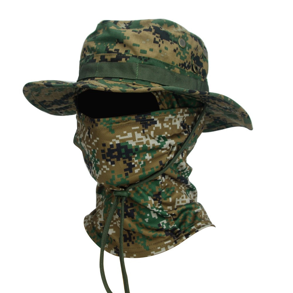 Conjunto 2 Peças Balaclava Chapéu de Aba Larga Conjunto Misto Chapéu Boonie Masculino Proteção Solar Caminhada Acampamento Pesca Chapéu de Sol Pescador