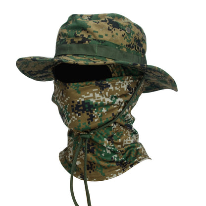 Conjunto 2 Peças Balaclava Chapéu de Aba Larga Conjunto Misto Chapéu Boonie Masculino Proteção Solar Caminhada Acampamento Pesca Chapéu de Sol Pescador