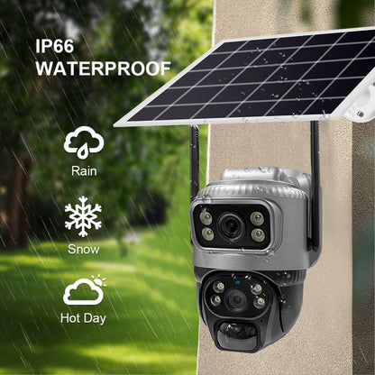 Câmera V380 Lente Dupla 4G Solar PIR Detecção Humana Visão Noturna À Prova D'Água Segurança Vídeo IP Câmera 8MP 4K Bateria Monitor CFTV