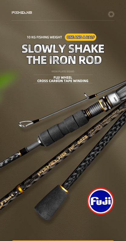 Vara de Pesca de Carretilha e Arremesso Lento ROLLFISH Ocean Boat Jigging Vara de Pesca de Carbono para Isca de Pesca em Água Salgada para Robalo 1.68/1.8/1.98M