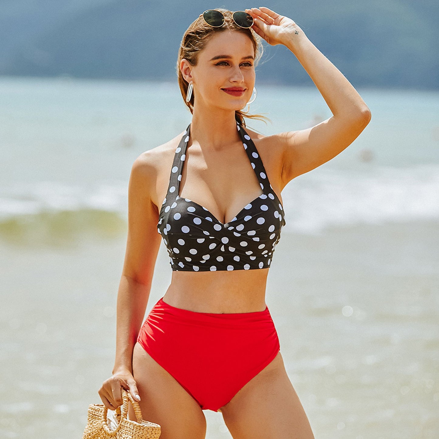 Sexy High Waist Bikinis 2025 New Halter Swimwear Women Swimsuit Female Bikini Set Print Bodysuit Bathing Suit Summer Biquini XXL