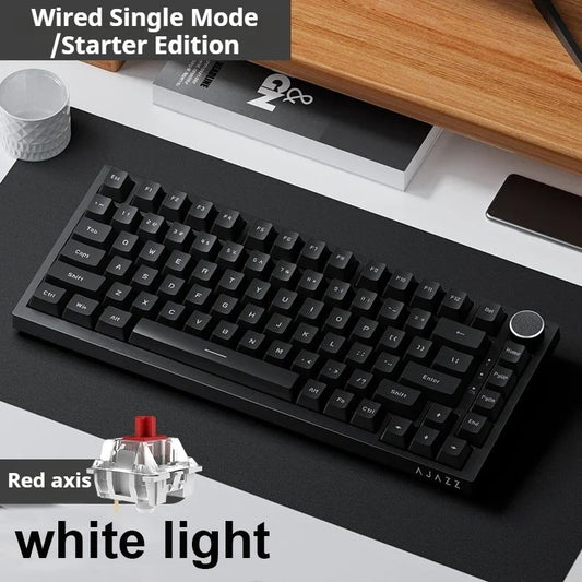 Teclado Mecânico Ajazz Ak820 USB com Fio 75% Luz Branca Gasket Teclas Hot Swap Completas Teclado Gamer Esports Personalizado para PC Notebook