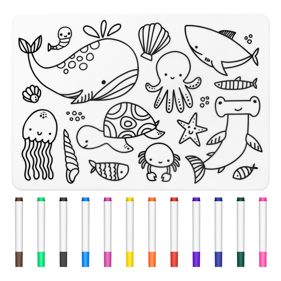 Personalized DIY Color Silicone Baby Placemats Cartoon Pattern Table Placemats Reusable Doodle Drawing Mat Baby Stuff