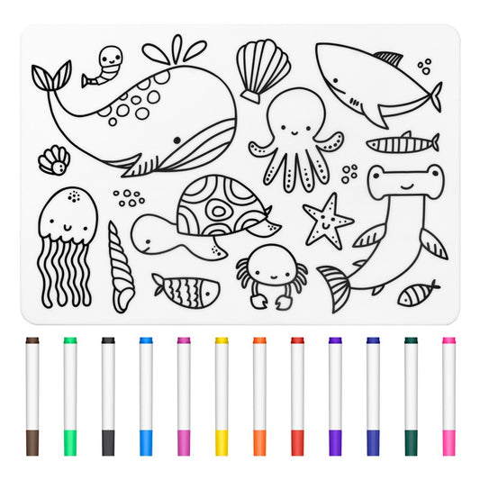 Personalized DIY Color Silicone Baby Placemats Cartoon Pattern Table Placemats Reusable Doodle Drawing Mat Baby Stuff