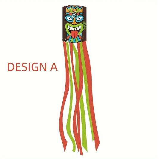 1 pcs Luan Tiki Totem Outdoor Windsock ,Tropical Party Celebration Garden Windsock decoration Aloha Hawaiian Ocean Decor