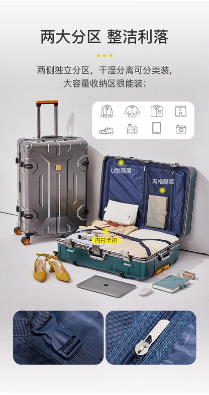 Large Capacity Aluminum Frame Luggage Suitcase with Wheels Travel Bag Durable And Wear-Resistant 20-28 Inch Rolling Suitcase