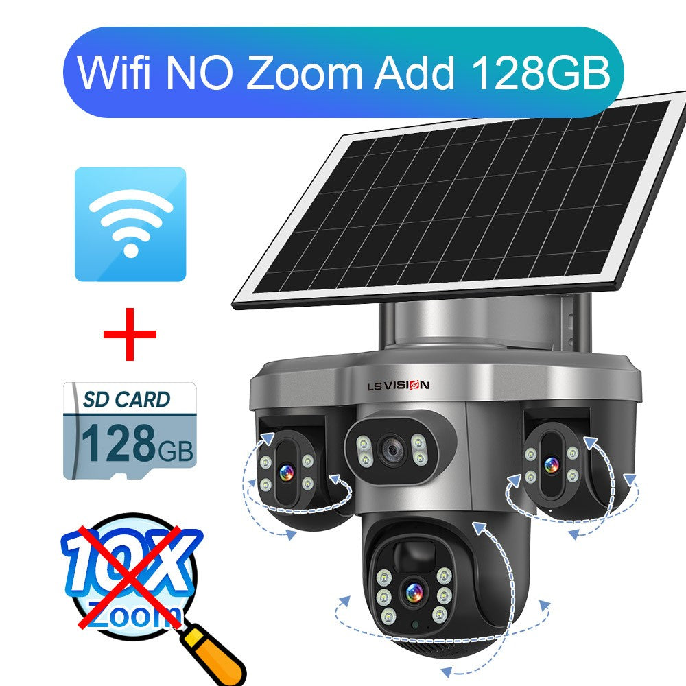 LS VISION 20MP 10X Optical Zoom Three PTZ Lens Solar Camera Outdoor WiFi/4G Three Screen Auto Tracking Security Cameras V380 Pro