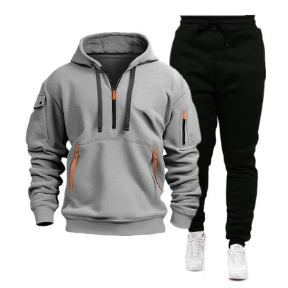 2025 Autumn and Winter Sports Sweater Set Men's Zipper Hoodie Set Sweater Pants Two-piece Set