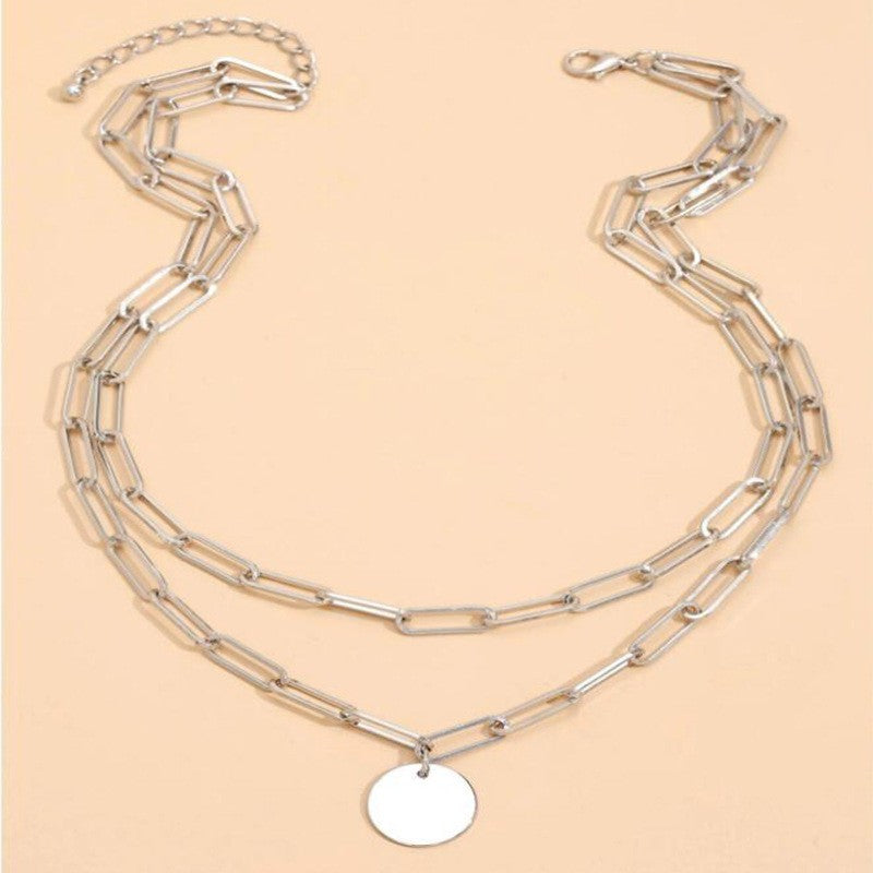 Vintage Round Charm Layered Necklace Women's Jewelry Layered Accessories for Girls Clothing Aesthetic Gifts Fashion Pendant 2024