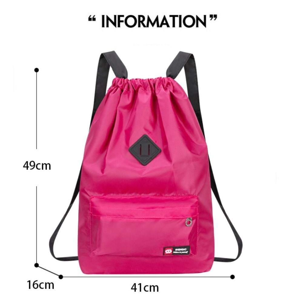 Mochila de Cordão Oxford para Exterior Unissex Bolsa Leve de Nylon Esportiva de Viagem de Grande Capacidade Versátil