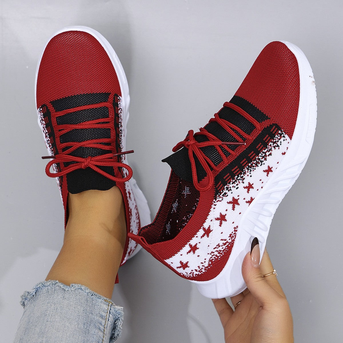 Spring and Autumn New Women's Casual Lace up Comfortable, Breathable, Lightweight and Wear-Resistant Sports Shoes