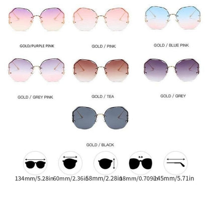 Rimless Sunglasses Women Metal Female Vintage Ladies Stylish Design Oversized Square Sun Glasses UV400