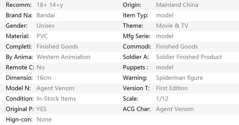 Brinquedos de Modelo Articulado Homem-Aranha Venom Branco