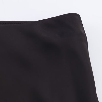 Sexy Satin Half-length Skirt for Women Autumn 2025 Fashionable Trendy Girl Long Skirt A- line Lace Embellished Commute Style