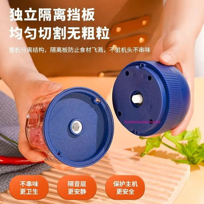 Mini processador elétrico portátil USB de 260ml para alho, triturador de alho com 2 lâminas, moedor de carne elétrico, picador de vegetais pequeno utensílio de cozinha