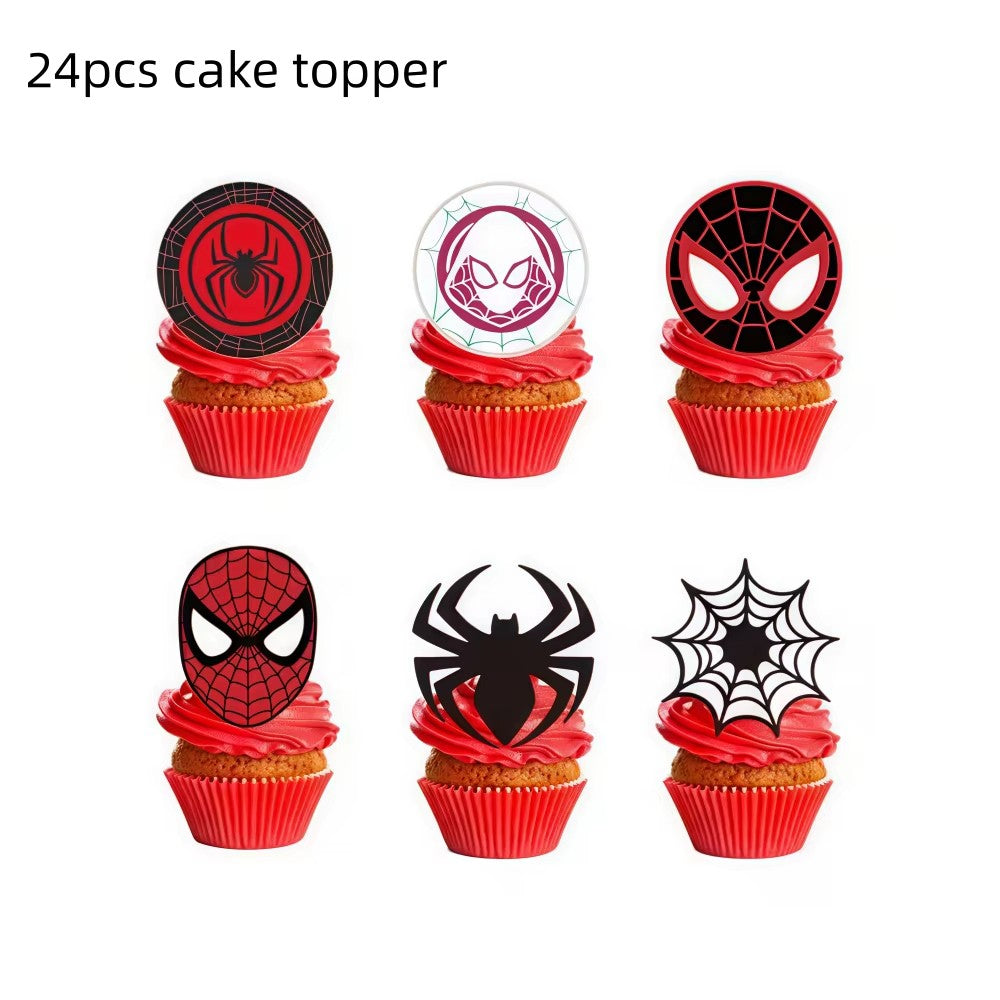 Mask Spider Hero Birthday Party Supplies Tableware Kit Plates Cups Tablecloth Backdrop Balloons Kids Party Decorations Favors
