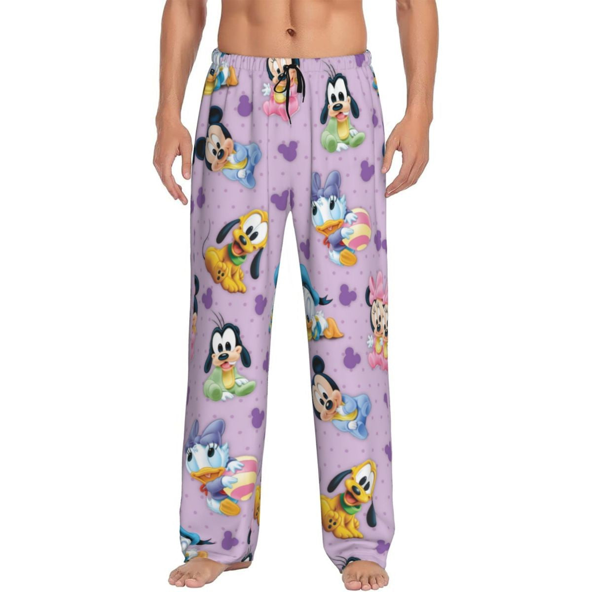 Custom Print Mickey Mouse Donald Duck Pajama Pants Men Sleep Sleepwear Bottoms with Pockets