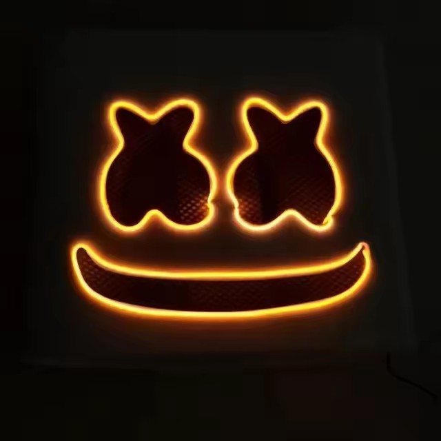 Fashion Luminous LED Mask DJ Costumes Accessories Glow Supplies Neon Light Marshmallow Mask For Music Festival Nightclub Dance