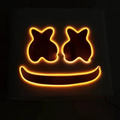 Fashion Luminous LED Mask DJ Costumes Accessories Glow Supplies Neon Light Marshmallow Mask For Music Festival Nightclub Dance