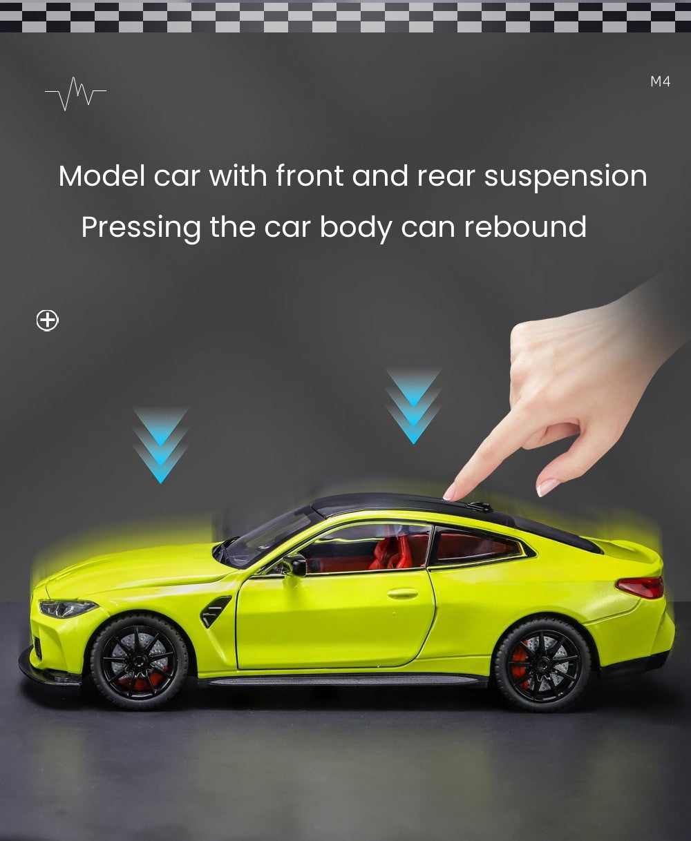1:24 BMW THE M4 IM Liga Minicarro de Metal Fundido Escala Modelo de Carro Som?Luz Simulação Coleção Brinquedo Infantil Veículo Presente