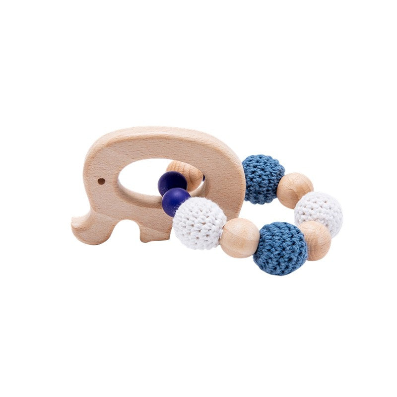 Wooden Rattle Teether Baby Toys Crochet Beads Baby Teether Baby Nursing Bracelet Rattle Chewable Teething Beads For Kids Gifts