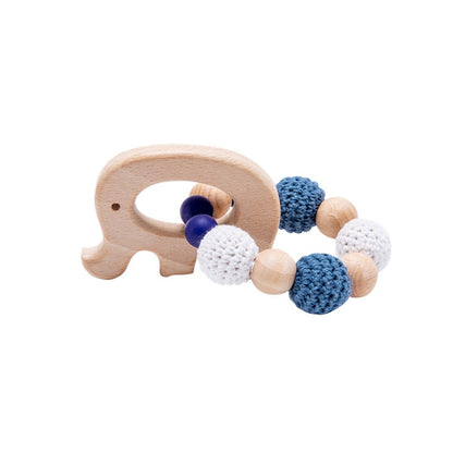 Wooden Rattle Teether Baby Toys Crochet Beads Baby Teether Baby Nursing Bracelet Rattle Chewable Teething Beads For Kids Gifts