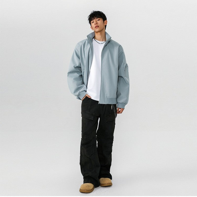 American Aviator Jackets Autumn and Winter New Men's Cleanfit Short Workwear Jacket Stand-up Collar Multi-pocket Large Size Tops