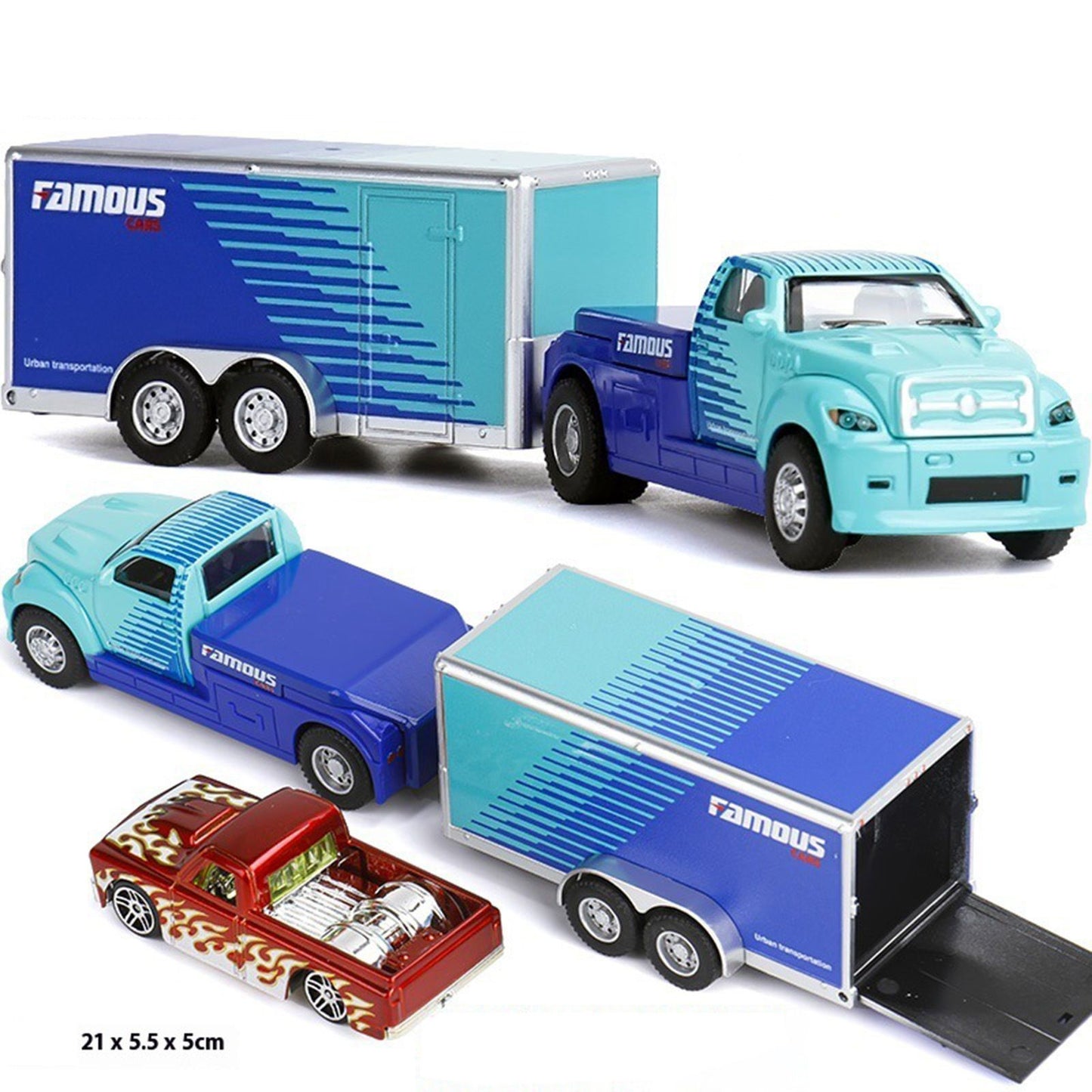 Minicaminhão de Reboque de Contêiner 1:64 Brinquedo Modelo de Liga Série de Carros Diecast com Veículos de Metal de Fricção Modelo Clássico Presente Infantil