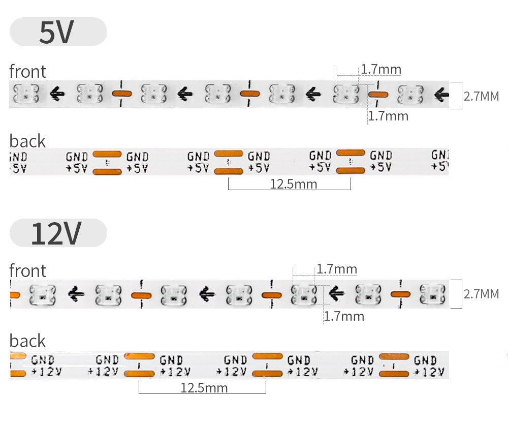 2.7mm WS2812B LED Strip Ultra Narrow 160Leds/M Individually Addressable RGBIC Light Strip Dreamcolor DC5V/12V
