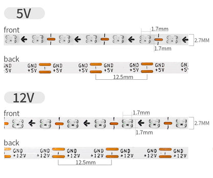 2.7mm WS2812B LED Strip Ultra Narrow 160Leds/M Individually Addressable RGBIC Light Strip Dreamcolor DC5V/12V