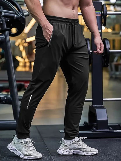 Calça Jogger Masculina De Secagem Rápida, Respirável, Com Cordão Na Cintura, Elegante E Elástica, Para Fitness