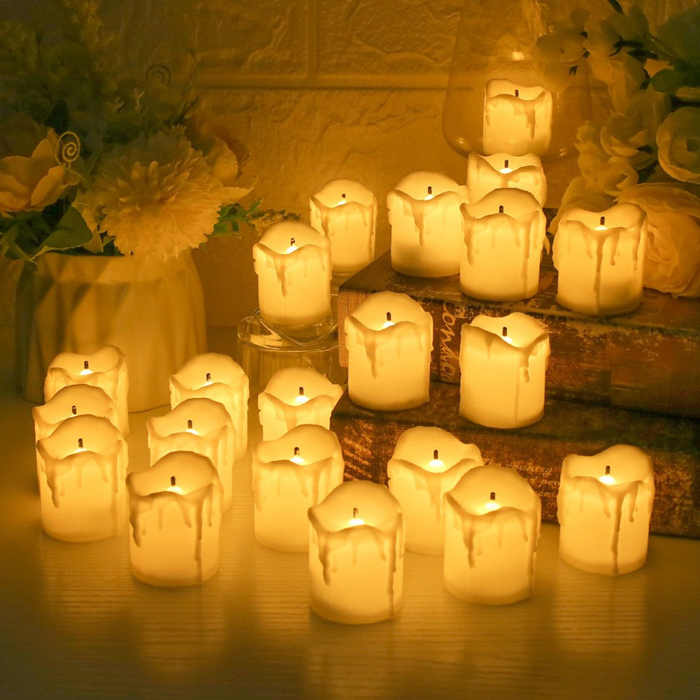 24Pcs Flameless LED Candle Lights Creative Wishing Led Tea Lamp Warm White Halloween Wedding Christmas Decoration Candle Light