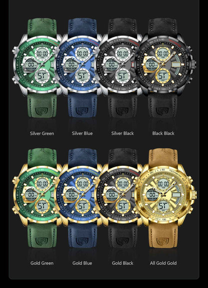 POEDAGAR LED Luxury Men Watch Luminous Week Date Dual Time Display Digital Man Clock Alarm Electronic Men's Quartz Watches Reloj