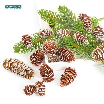 24Pcs Christmas Fake Pine Cones Xmas Tree Hanging Ornament Flowers Wreaths Pendant for Festival Wedding Party Gift Navidad Natal