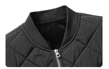 Quilted Jacket Men Autumn Winter Slim Fit Bomber Jacket Men Baseball Collar Cotton Padded Faux Fur Lined Casual Coat for 65-95kg