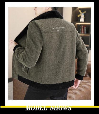 2024 Winter Woolen Jacket for Men Thick and Plush Warm Lapel Trench Coat Casual Business Wool Blends Social Streetwear Overcoat