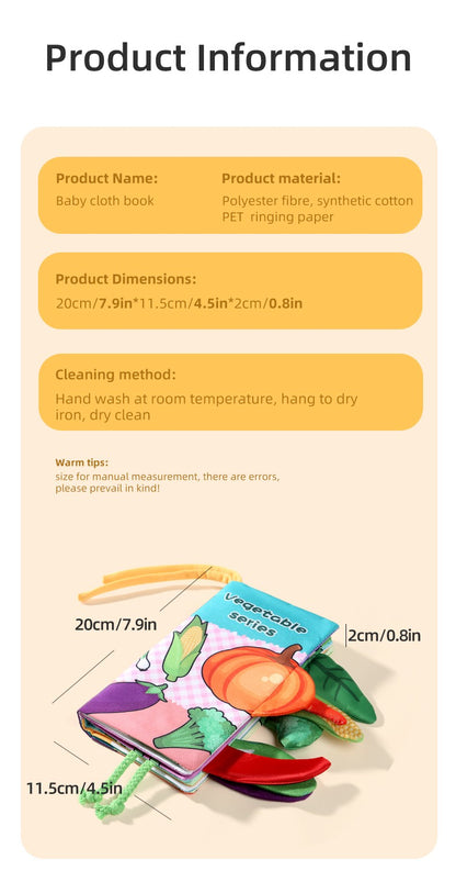 Baby Cloth Book Baby Toys 0-3 Year Old Infant Early Education Toys 6 Pages Cloth Book