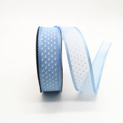 5 yards 1" 25mm Ribbon Wedding Party Decoration Organza Ribbon Printing Dots Gift Wrapping Hair Bows DIY Christmas Ribbon #22